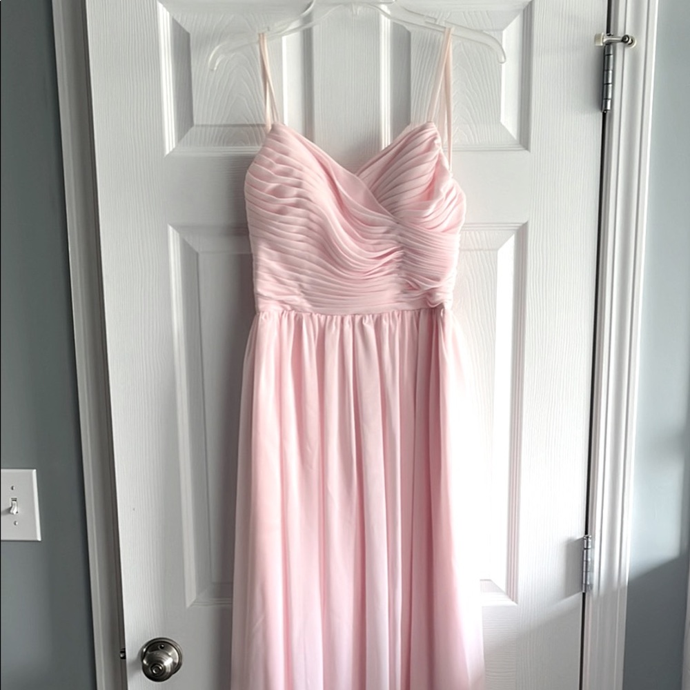 Womens Floor Length Pink Chiffon Dress